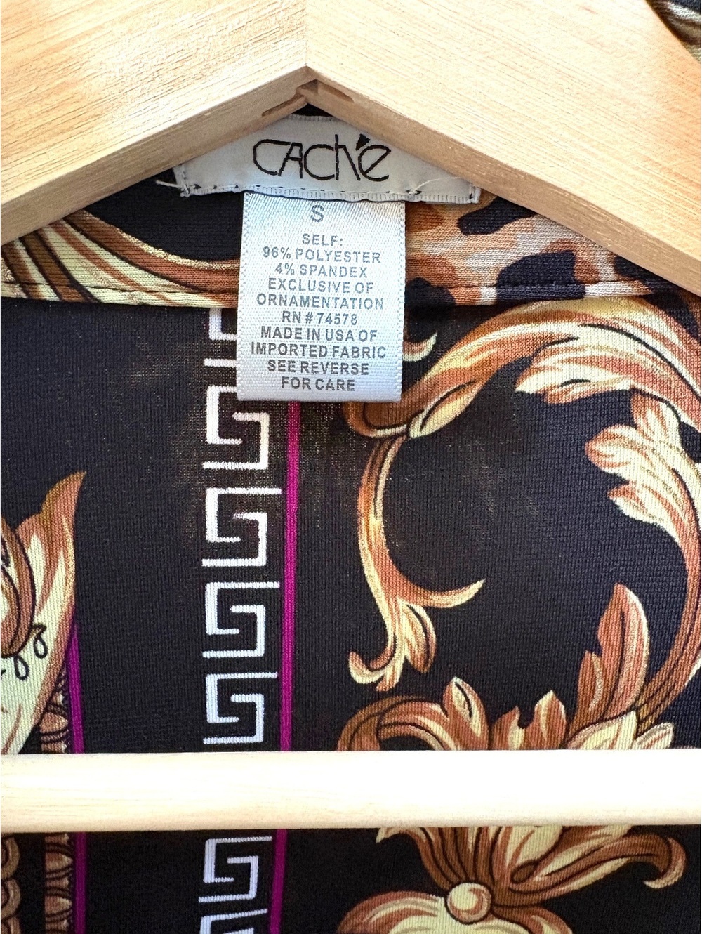 Vintage Cache Baroque and Leopard Print Button Up Blouse Size Small #maximalist - Picture 6 of 6